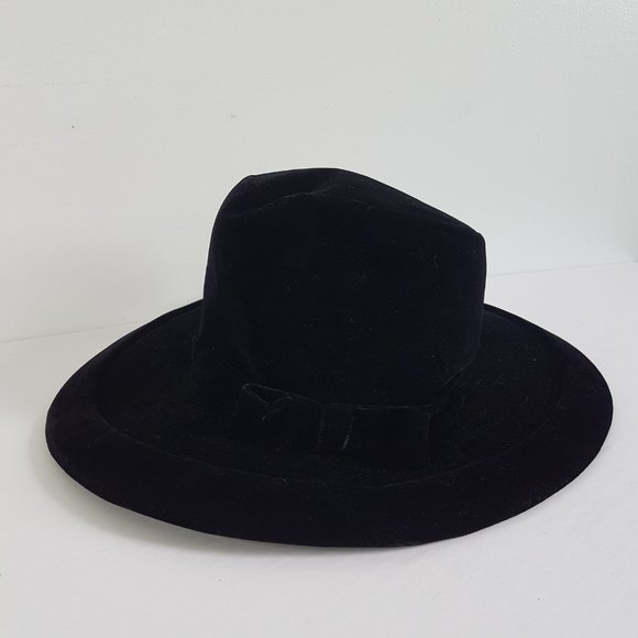 1950s Vintage Elizabeth Ford Hat Black Wide Brim Hat Made in New York USA 60s - Picture 10 of 10